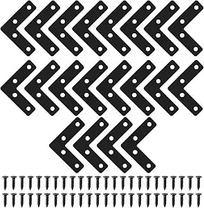 Litoexpe 20 Pcs Black L-Shape Angle Bracket 50mm