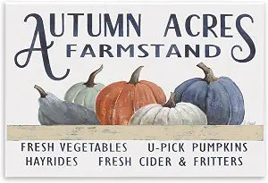 Autumn Acres Farmstand Fall, 13 x 19 Inch Mounted Print on Wall Plaque