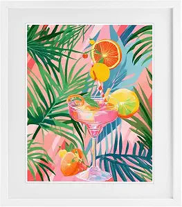 Jungle Citrus Cocktail Tropical, 13 x 16 Inch Framed Print Under Glass