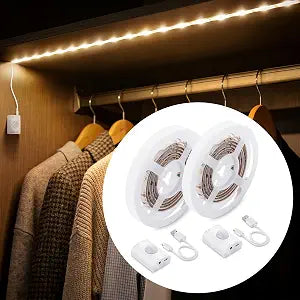 LUXJET Rechargeable LED Strip with Motion Sensor (2Pack-3.3FT, Warm White)