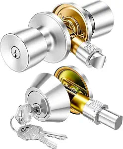 1 Set Mobile Interior Door Knob Lock Set, Fits 1-3/8 to 1-3/4 in