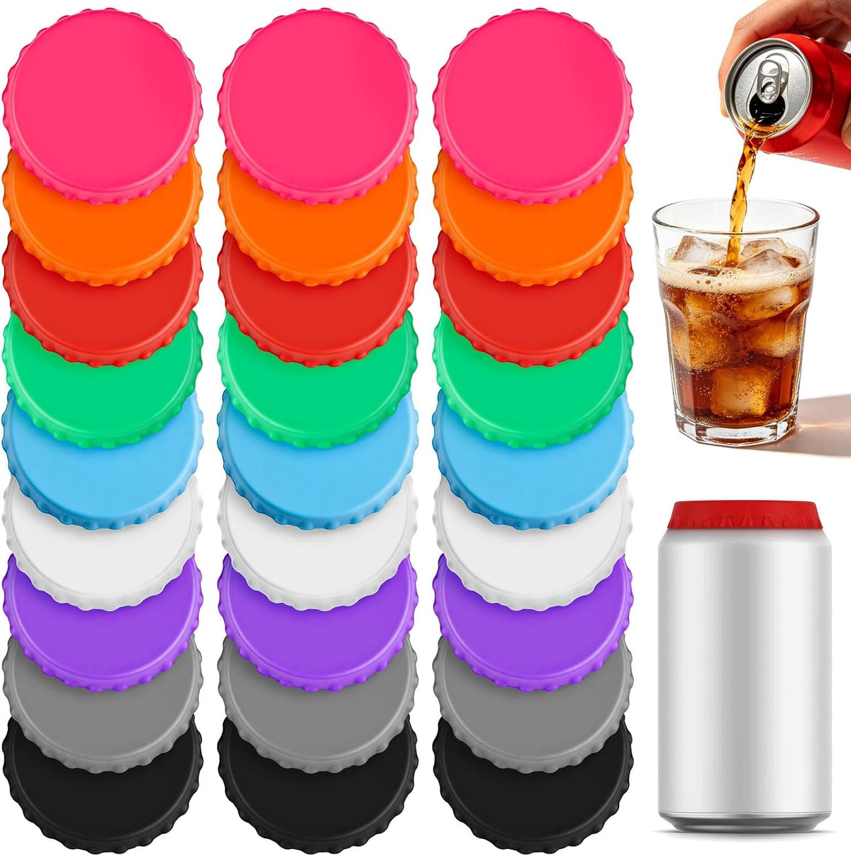 30Pcs Can Lids Soda Can Drink Cover, Reusable Silicone Soda Can Cover