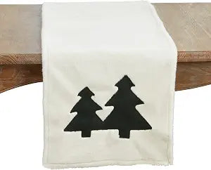 Faux Fur Christmas Trees Table Runner