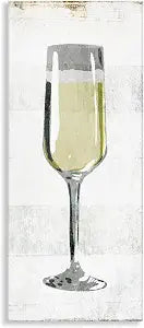 Stupell Industries Champagne Flute Rustic Kitchen Distressed Stripes