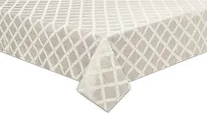 Lenox Laurel Leaf Tablecloth, Platinum - 70"W x 86"L