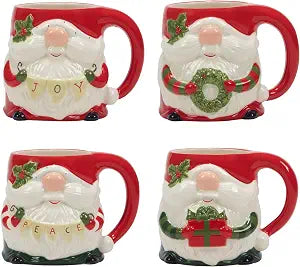 Certified International Christmas Gnomes 16 oz.3-D Mugs, Set of 4 Assorted Designs