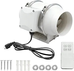 dreamdragon 4 Inch Inline Duct Fan with Remote Control 40W 280 CFM Ventilation Exhaust Blower Fans High Efficiency Air Flow for Bathroom, Kitchen,Hydroponics, Grow Tent