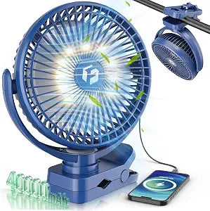 Clip on Fan for Golf Cart, 150H Working Time Rechargeable Fans Portable