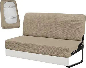 RV Couch Covers for Sofa Bed,2-Piece Backrest and Seat Slip Covers,for Jackknife Sofa,rv Furniture Cover (Khaki)