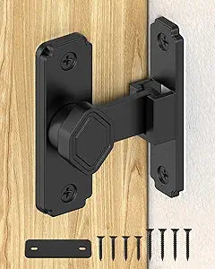 90 Degree Barn Door Lock, Sliding Door Latch, Black, 1 Pack