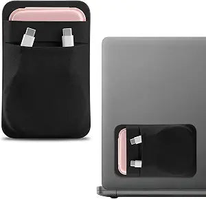 Hard Drive Holder for Laptop with 2-Pocket, Adhesive SSD Hard Drives Sleeve, External Pouch Holder for Most Laptop, Black