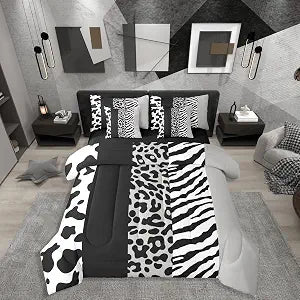 Erosebridal Grey Patchwork 7 Pieces Bedding Set Queen Size