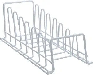 Organize It All Vinyl Coated Kitchen Wire Lid Plate Rack, 8 dividers, Great for Storing Plates, Lids, Kitchen Organization, White
