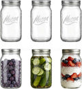 Wide Mouth Mason Jars 32 oz, 6 Pack Glass Canning Jars for Pickling, Fermenting & Food Storage, BPA Free, Airtight Seal, Microwave & Dishwasher Safe