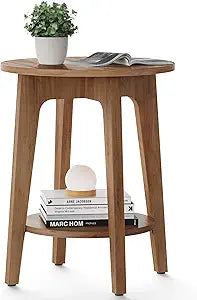 VASAGLE Round Side Table with Lower Shelf, End Table for Small Spaces