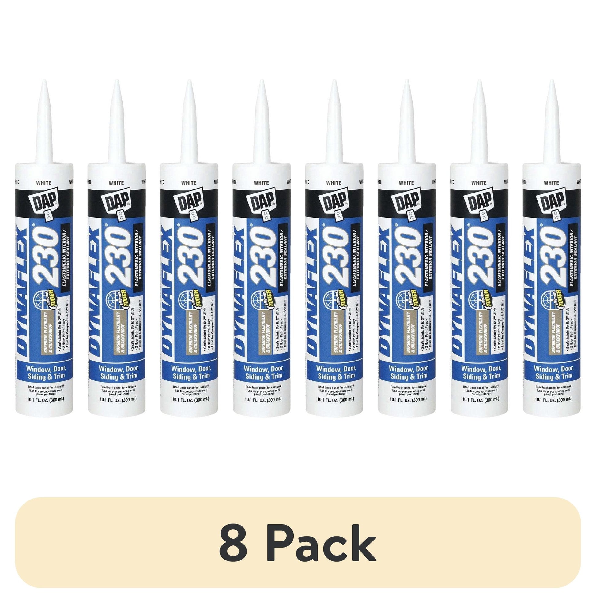 (8 pack) DAP Dynaflex 230 10.1 oz White Premium Latex Sealant Door and Trim
