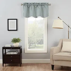 ECLIPSE Canova Modern Valance Rod Pocket Window Curtain for Kitchen or Bathroom, 42" x 21", River Blue