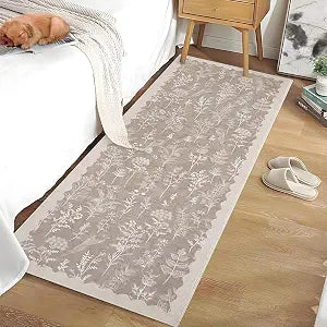 Garvee 2x6 Washable Runner Rug, Floral Bird Hallway Rug Non-Slip Low-Pile Carpet for Entryway Kitchen, Stain Resistant Indoor Rug for Living Room Bedroom High Traffic Home Decor, Brown