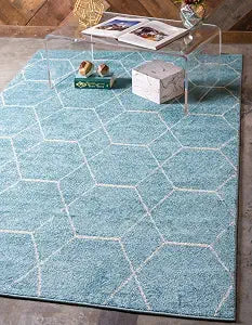 Unique Loom Trellis Frieze Collection Area Rug - Geometric (3' 3" x 5' 3", Light Blue/ Ivory)