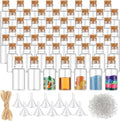 Bokon 50 Packs 10ml Mini Plastic Bottles with Corks Eye Screws Funnels