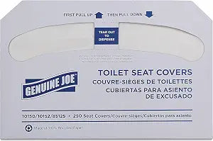 Genuine Joe Toilet Seat Covers, Half-Fold, White, 250/Pack, 4 Count