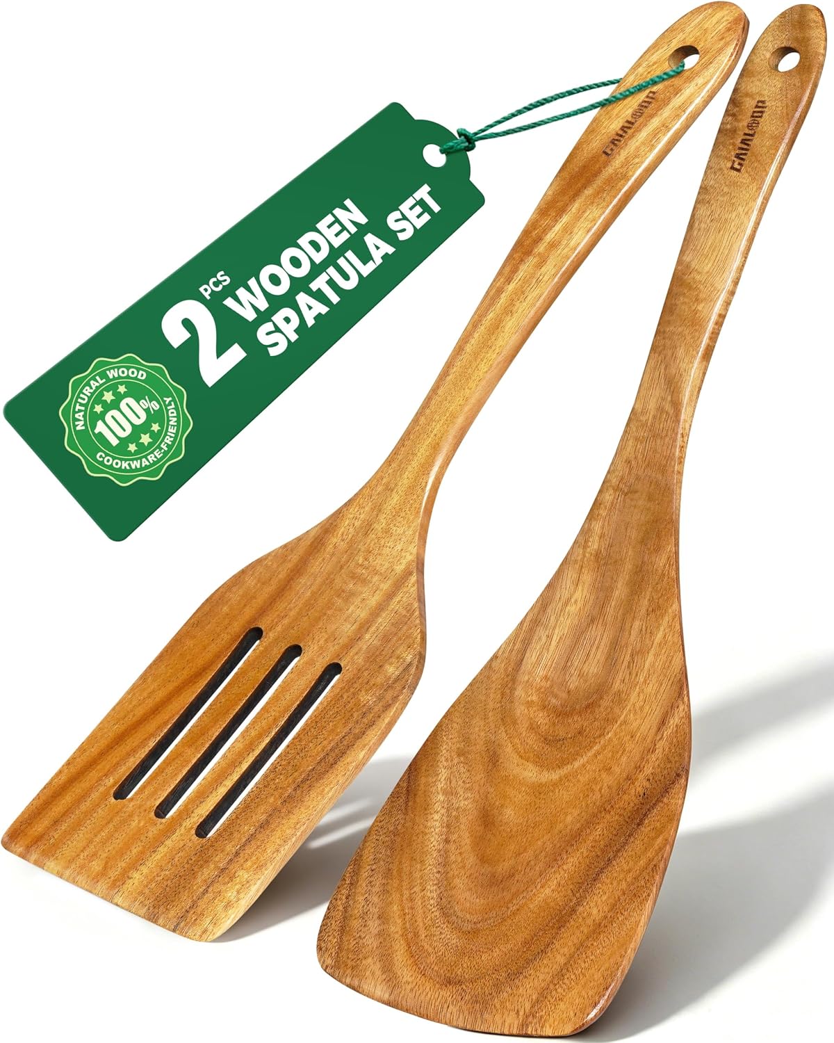 Acacia Wood Spatula Set, 2-Piece Turner & Slotted Spatula