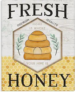 Rustic Bee Hive Typography Sign, 24 x 30 Inch Canvas Wall Art