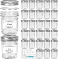 30 Pack 6 oz Glass Mason Jars with Silver Metal Split Lids