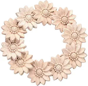 10-Pack Wood Rosettes Little Flowers Onlay Appliques (Dia-5cm/2), Unpainted Round Wood Appliques Decorative Carving Craft Decals for Home Chests Cabinet Door Cupboard Dresser Wardrobe Furniture Decor