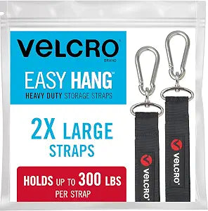 VELCRO Brand VEL-30688-USA Easy Hang Heavy Duty Storage Straps for Garage Organization, Garden Tools, Shed Accessories Bikes, Large-2Pk, Black