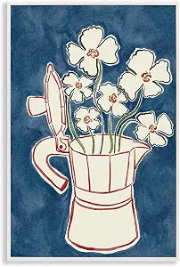 Moka Pot Flowers Botanical, 12 x 18 Inch Framed Gicle Print