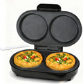 FineMade Omelette Maker Electric, Omelette Pan Nonstick, Dual Omelette Makers with 2 x 4.75'' Round Grooves, Egg Bite Maker, Electric Double Egg Pan, Mini Pancake Maker, Breakfast Sandwich Maker, Black