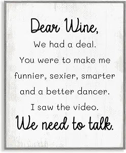 Dear Wine Comic Quote, 16 x 20 Inch Framed Gicle Print
