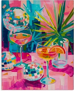 Dazzling Disco Cocktail Glam, 16 x 20 Inch Canvas Wall Art