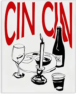Stupell Industries Cheers Cin Wine Kitchen, 16 x 20 Inch Canvas Wall Art
