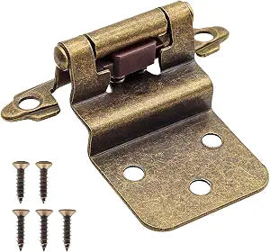 6 Pack (3 Pairs) Antique Brass Inset Hinges Self Closing Hidden Cabinet