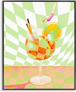 Retro Swimmer Cocktail Still Life, 11 x 14 Inch Framed Gicle Print