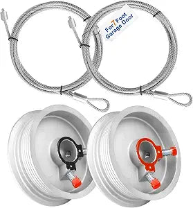Garage Door Cables and Drums for 7 Ft Door, 8 Ft 6 Inch Long Cable Replacement for Torsion Springs, Garage Door Repair Kit Upgrades of Your Garage Door Springs, Wires and Bottom Brackets