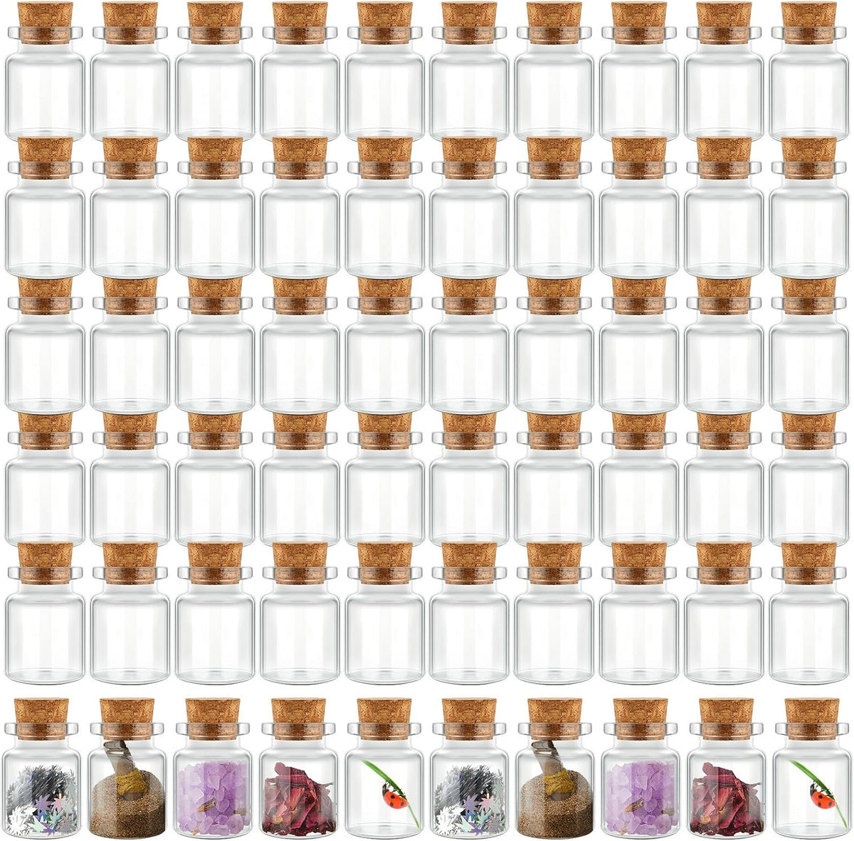 200 Pcs 5 ml Mini Glass Bottles with Cork for Halloween DIY Crafts Decor