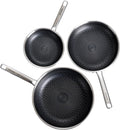 3-Piece Hybrid Honeycomb Nonstick Skillet Set, 8/10/12 Inch Stainless Steel Frying Pans, Stay-Cool Handles, PFOA & PFOS Free, Induction, Dishwasher & Oven Safe Up to 437F for All Cooktops