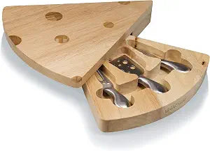 PICNIC TIME Swiss Cheese Board & Knife Set, Novelty Charcuterie Board Set with Cheese Knifes, Cheese Boards Charcuterie Boards, Serving Platter, (Parawood)