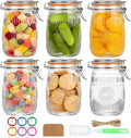 32 oz Glass Jars with Airtight Lids, 6 Pack Wide Mouth Mason Jars