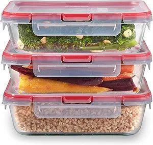 Pyrex Freshlock (3-Pack, 6 Cup) Glass Food Storage Containers Set