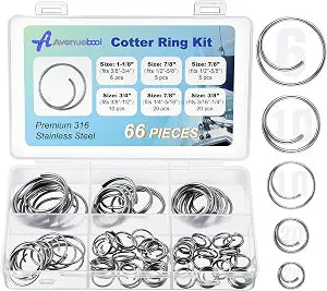316 Stainless Steel Cotter Ring Kit, 66 Pcs, 5 Sizes, Storage Case