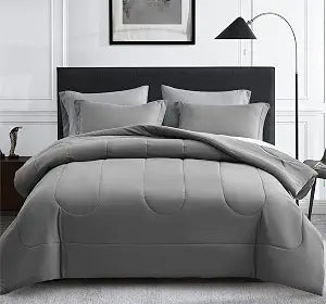 Maple&Stone Full Size Comforter Set 7 Pieces Bed in a Bag Grey
