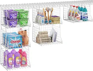 3-Tier Foldable Laundry Basket Organizer with Rotating Hooks(no wire shelf)