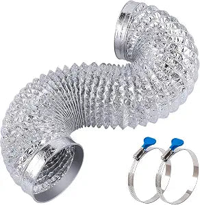 Heavy Duty Flexible Dryer Vent Duct Hose 4 inch 4FT with 2 Key Hose Clamps
