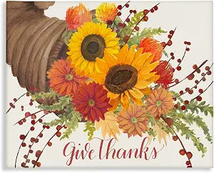 Stupell Industries 'Give Thanks Autumn Cornucopia'| Canvas Art