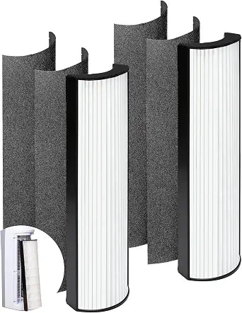 2-Pack 2-in-1 HEPA Replacement Filter for Pure Enrichment PureZone Elite 4-in-1 Air Purifier (PEAIRTWR), 2 Pleated HEPA Filters and 4 Activated Carbon Pre-Filters #Part No. PETWRFIL