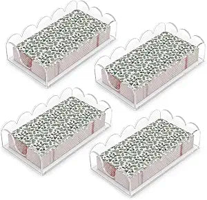 Space-Saving Acrylic Napkin Holder  Rectangular Lace Edge Tissue Organizer  4PCS, 8.55.02.4 Inch  Clear Transparent Storage Box for Kitchen, Bathroom, Dining Room  Color: Transparent